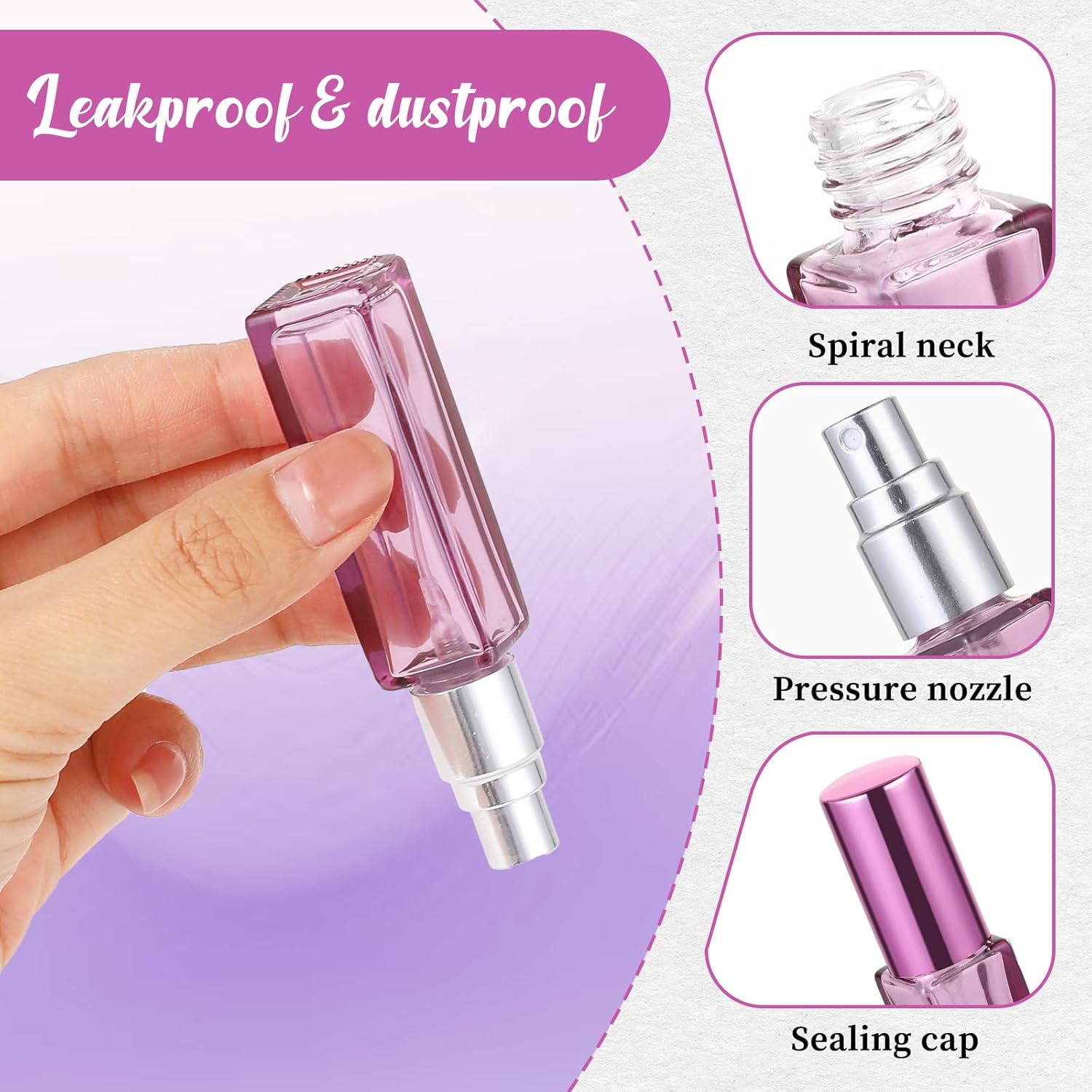 3 Pcs 10ML Glass Perfume Travel Refillable Bottles