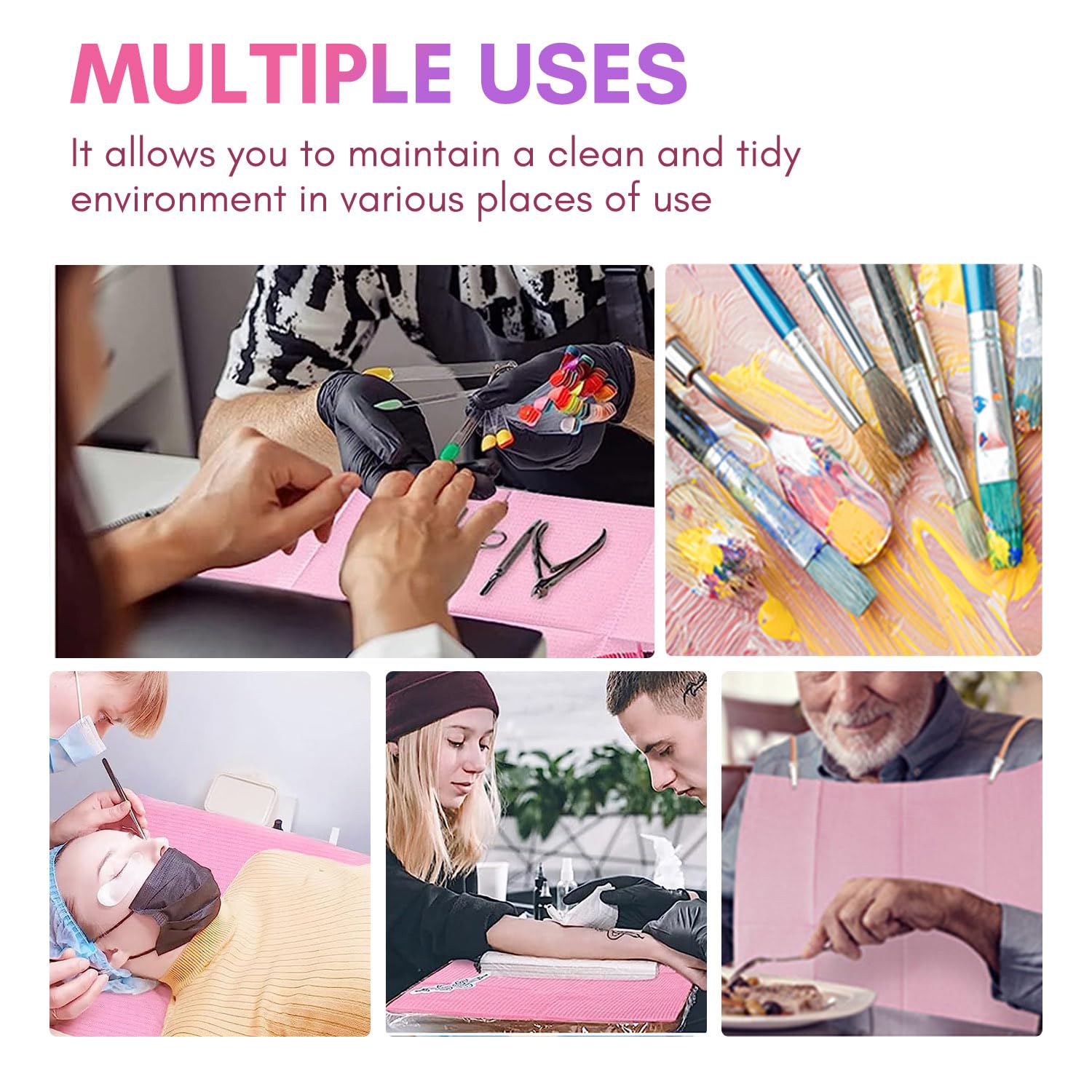 Makartt 50Pcs Pink Disposable Nail Mats