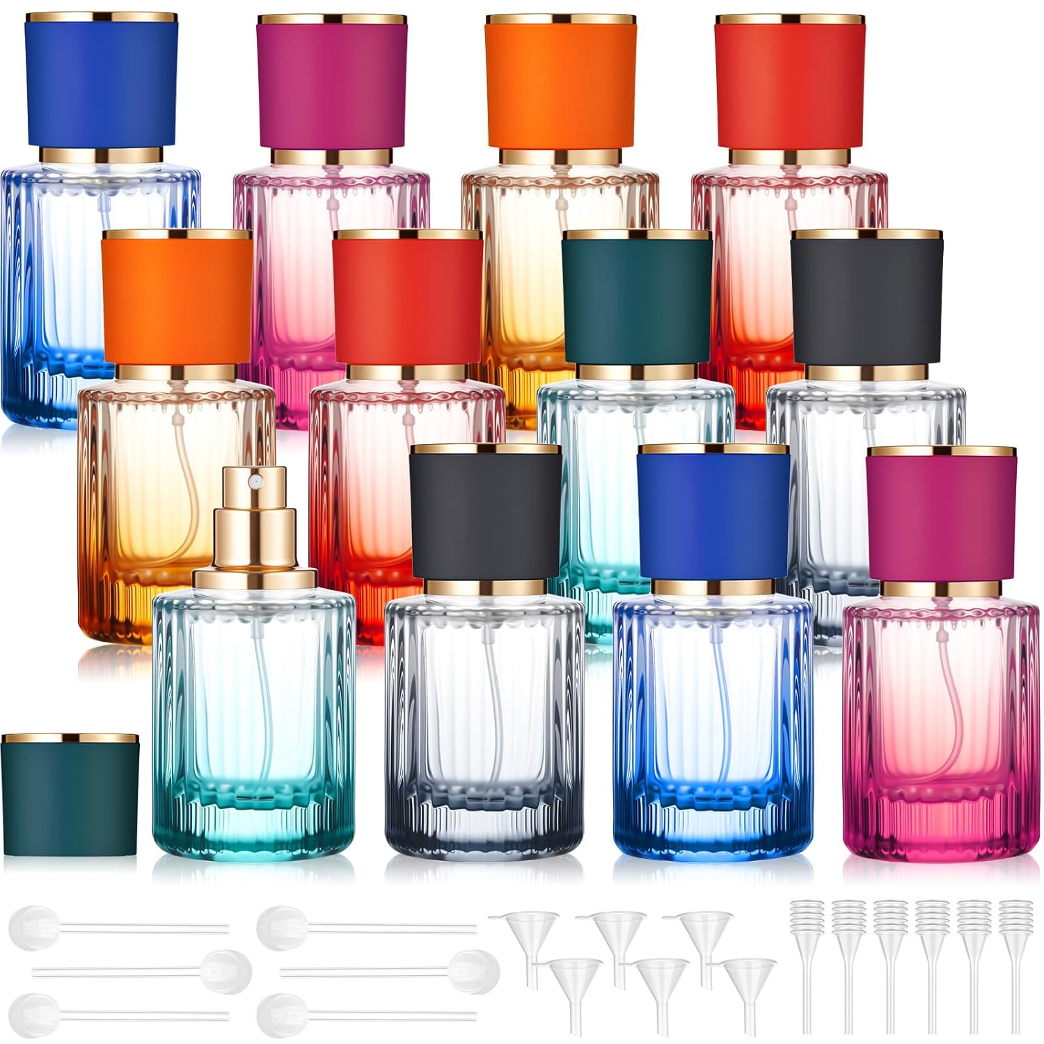 12 Pcs 30 ml Travel Perfume Bottles Empty Refillable Glass Set