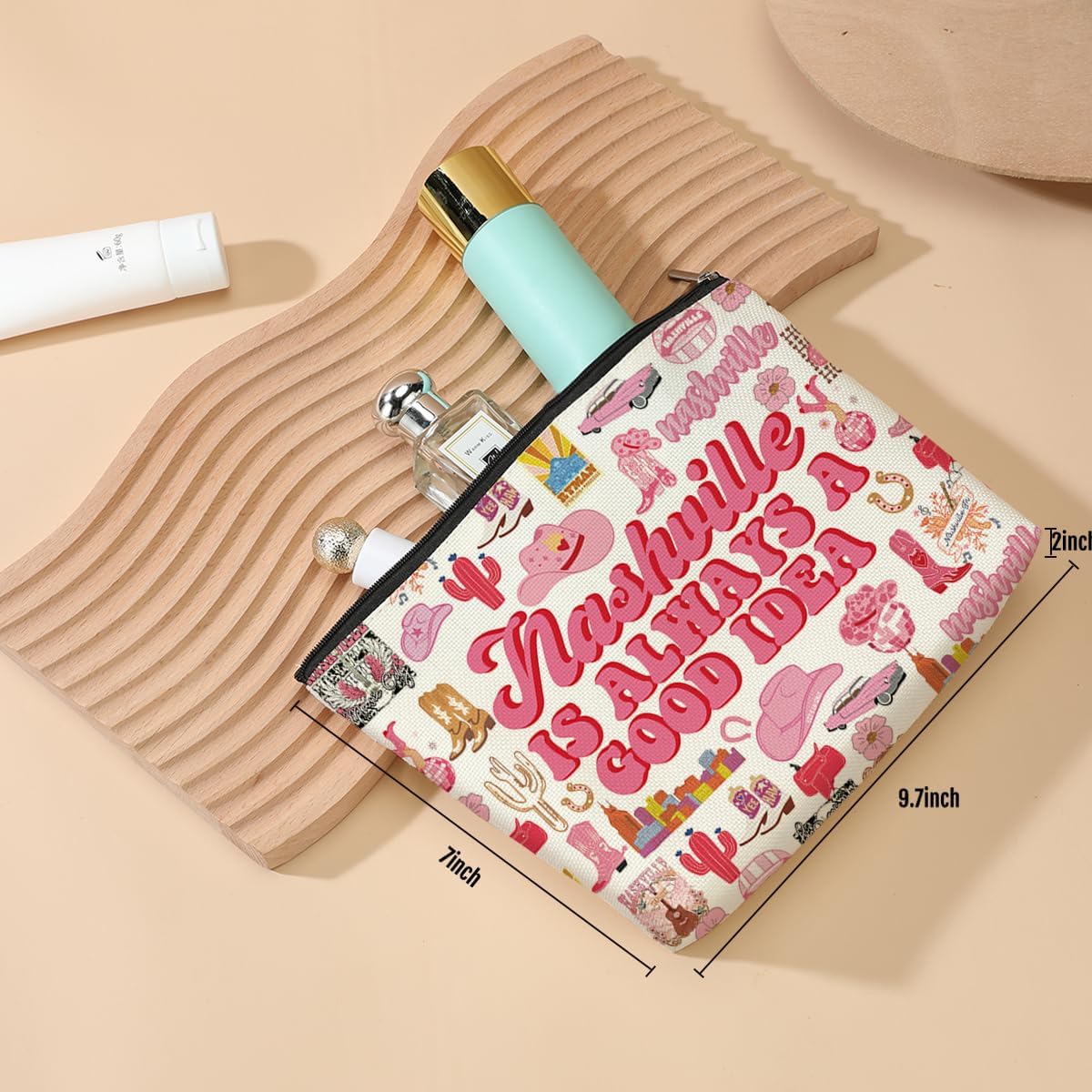 Nashville Themed Cosmetic Bag for Travelers and Friends