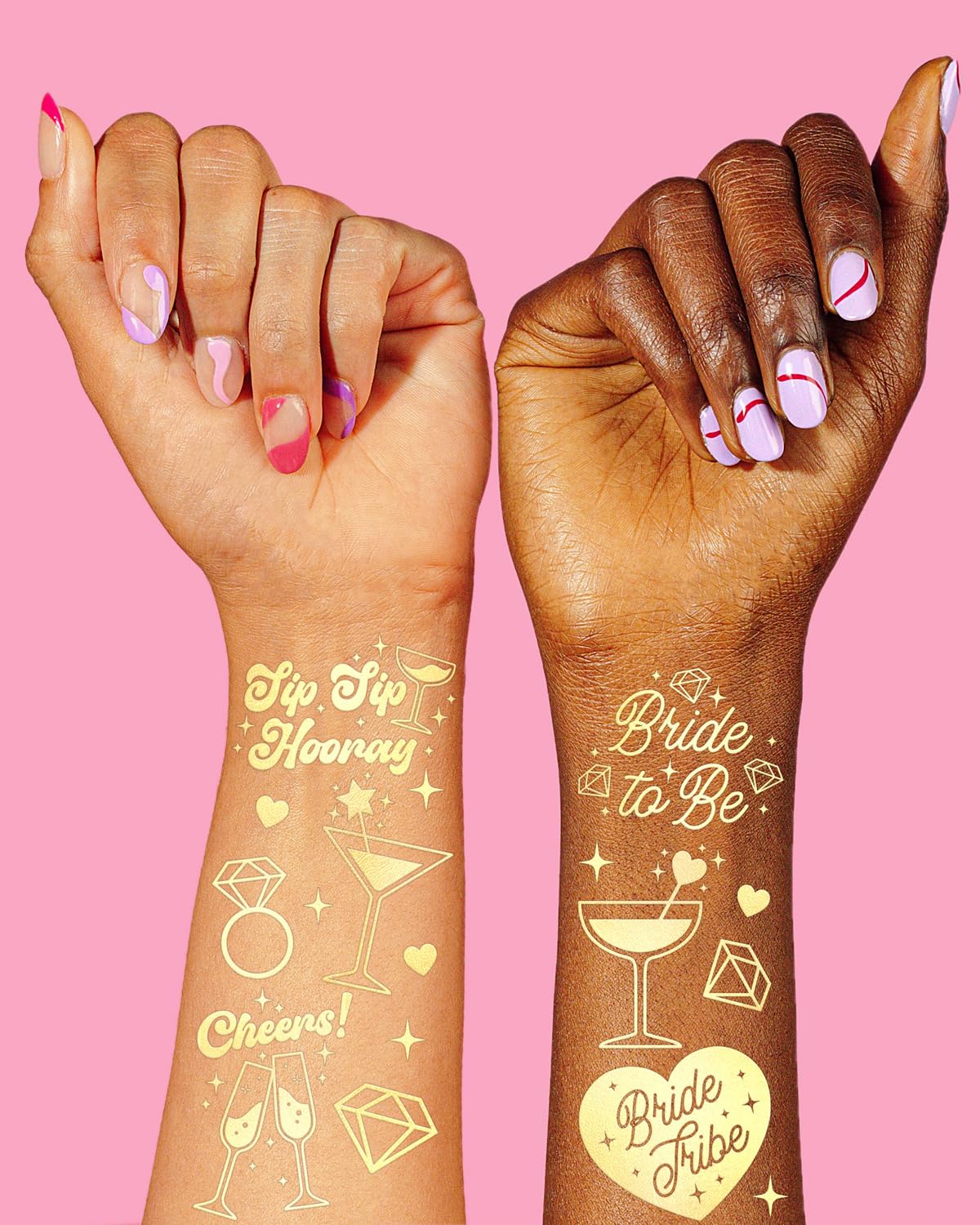 XO Fetti Gold Bachelorette Tattoos 54 Pcs