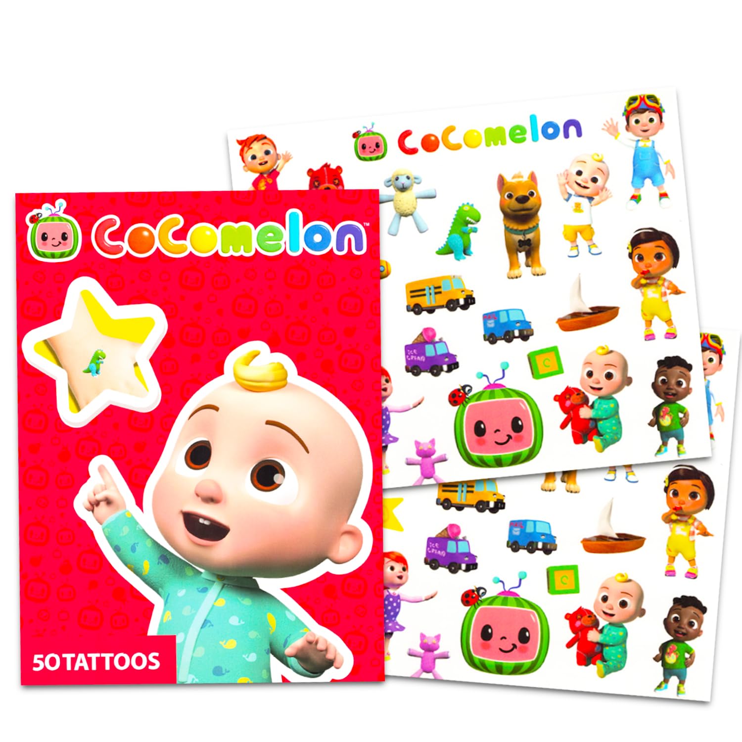 Cocomelon Party Favor Set with 100 Stickers and 100 Tattoos