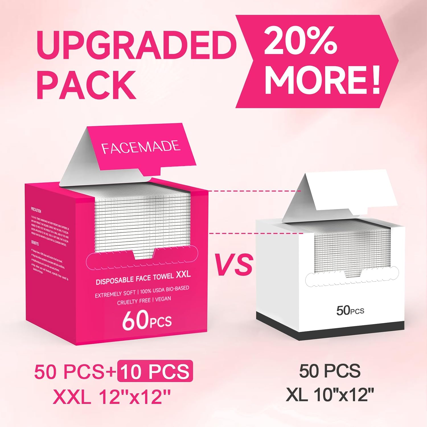 60 Count XXL Disposable Face Towels 12x12