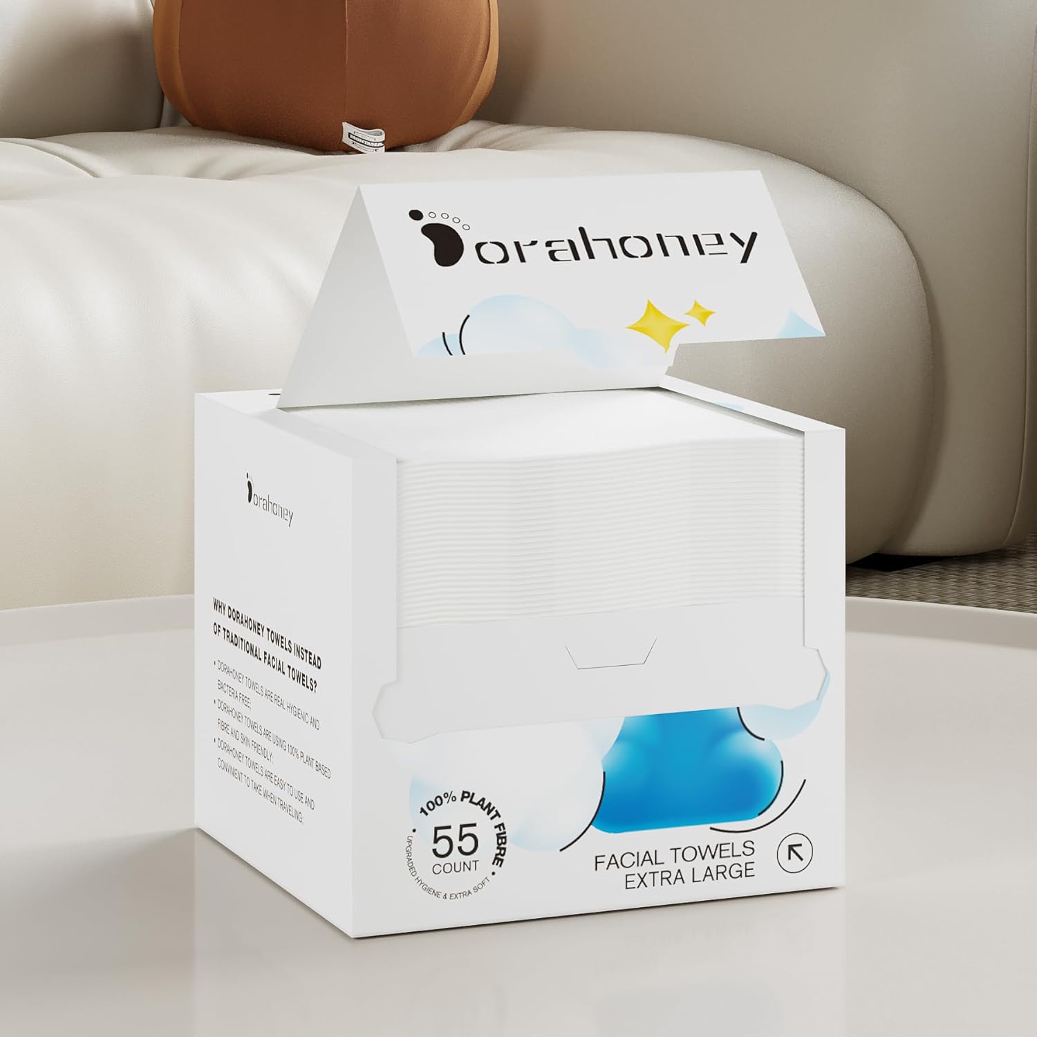 Dorahoney Disposable Face Towels 12x12 55 Count