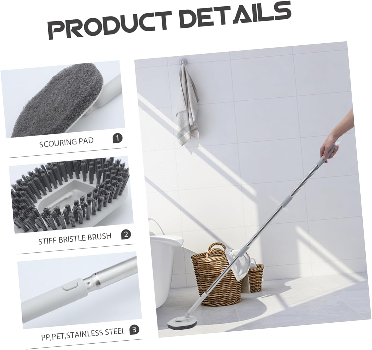 CHILDWEET Long Handle Scrub Brush Set for Deep Cleaning