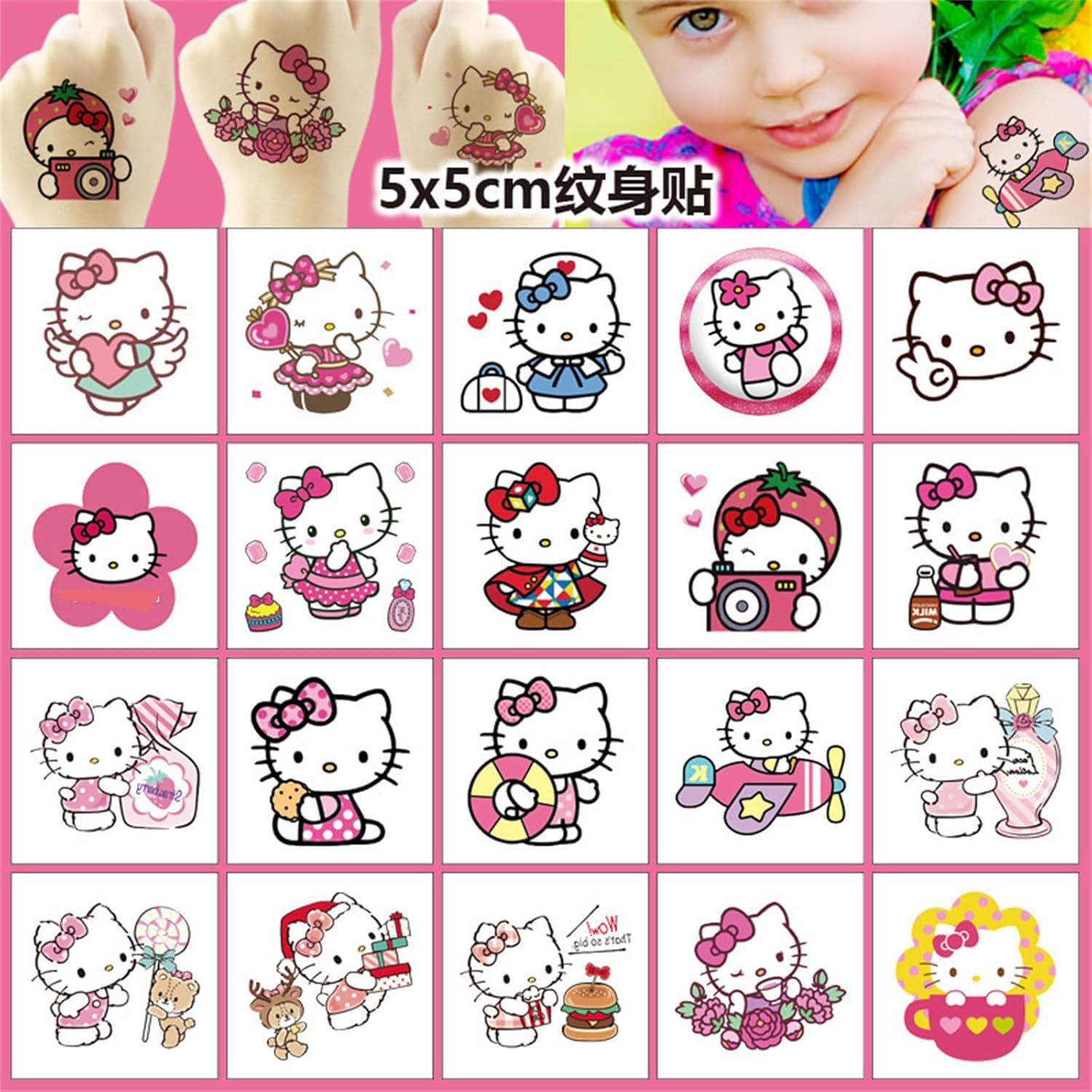 40pcs Temporary Cat Tattoos for Kids Birthday Party Supplies