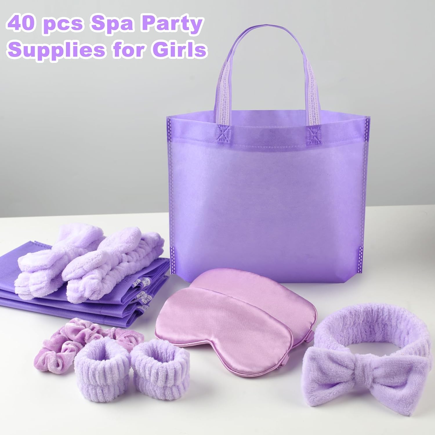 48 Pcs Spa Party Supplies for Girls Headband Wristband Set