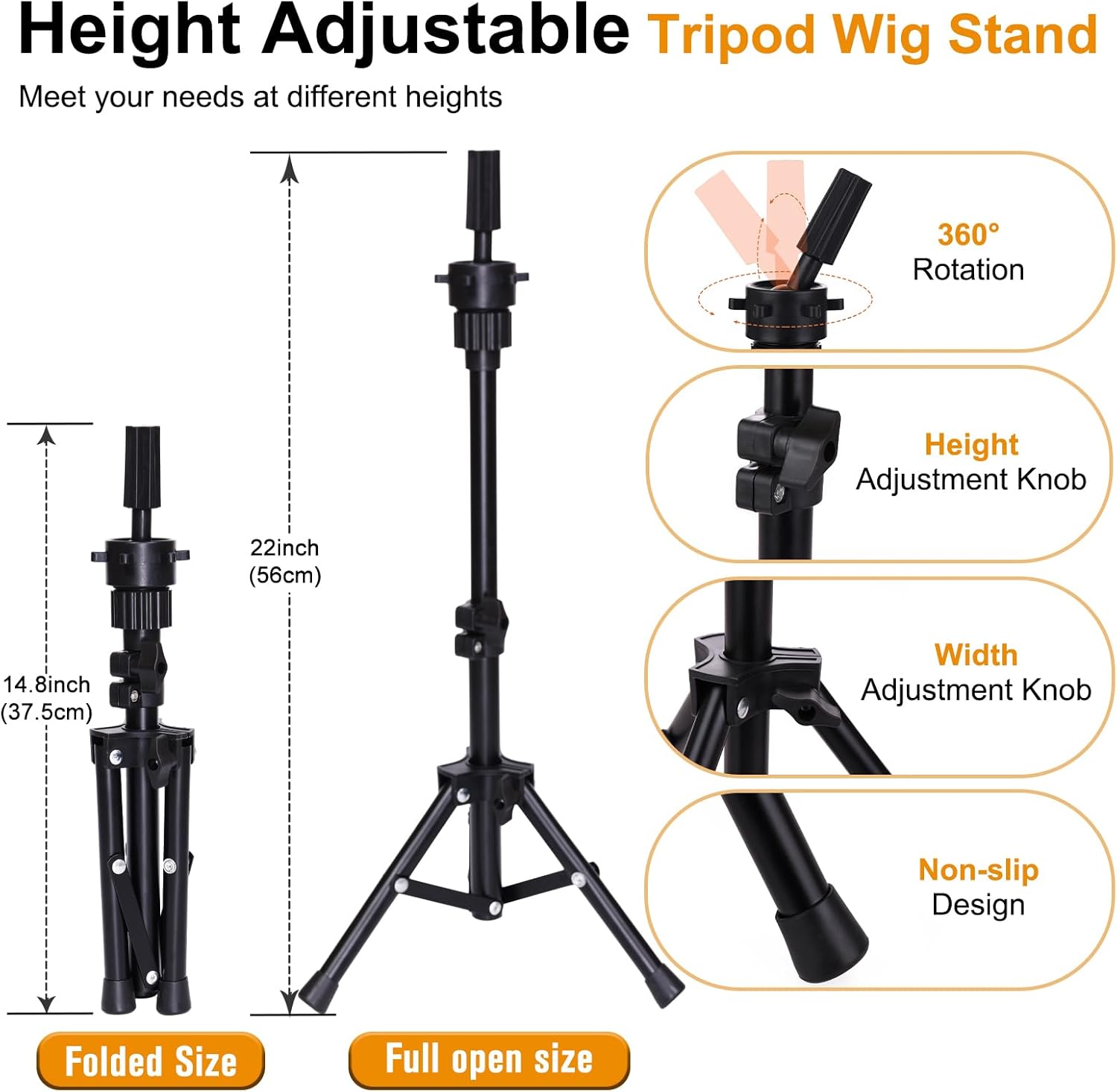 PWEOUKE 23 Inch Wig Stand Tripod with Head Set