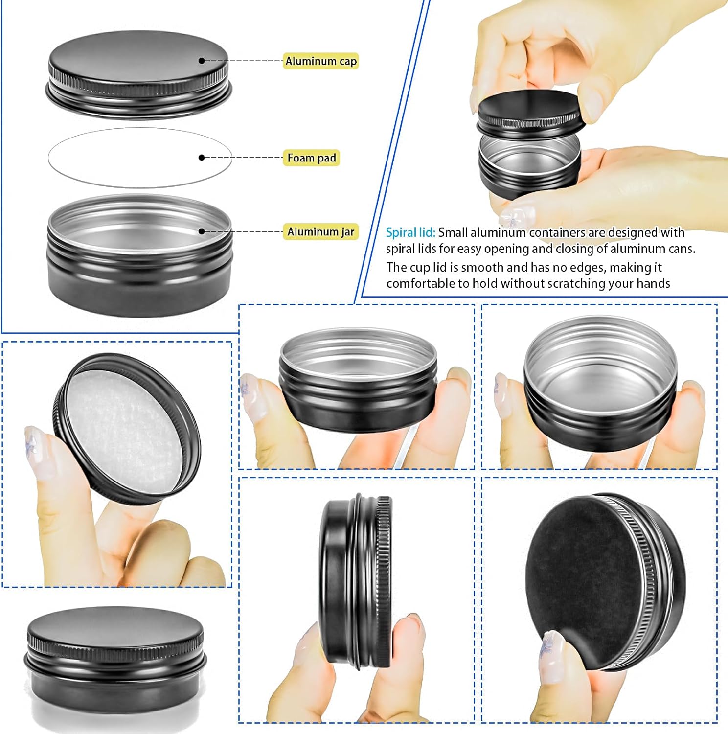 MotBach 24 Pack 1 Oz Metal Tin Jars with Screw Lid