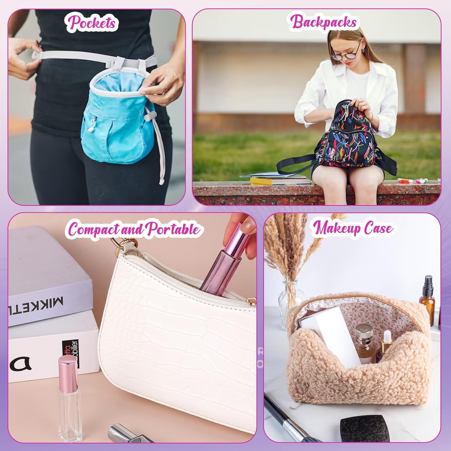 3 Pcs 10ML Glass Perfume Travel Refillable Bottles