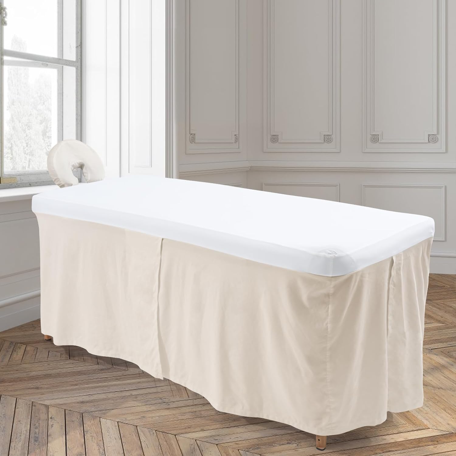 Massage Table Skirt Set 3pcs Soft Stretchable Cover for Spa and Beauty