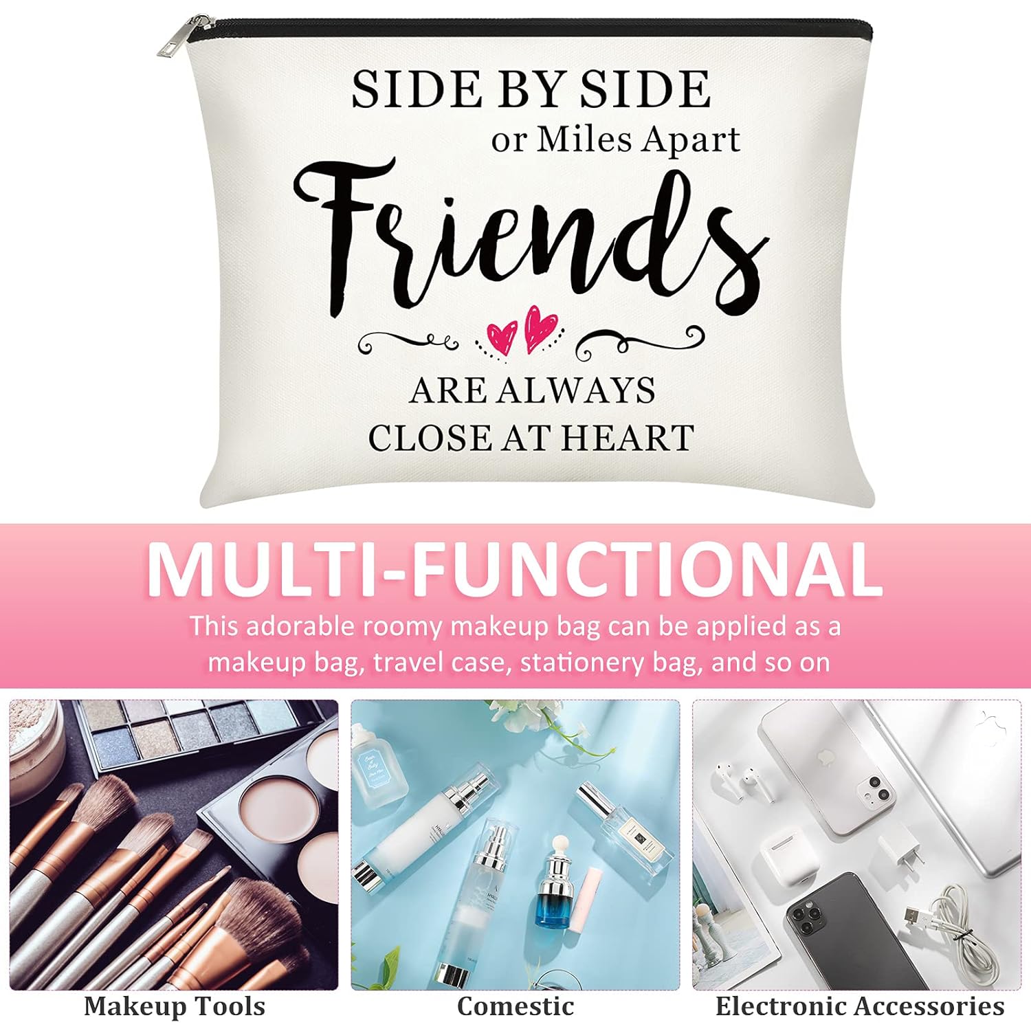 Xuniea 8-Piece Friendship Makeup Bag Set with Warm Pattern