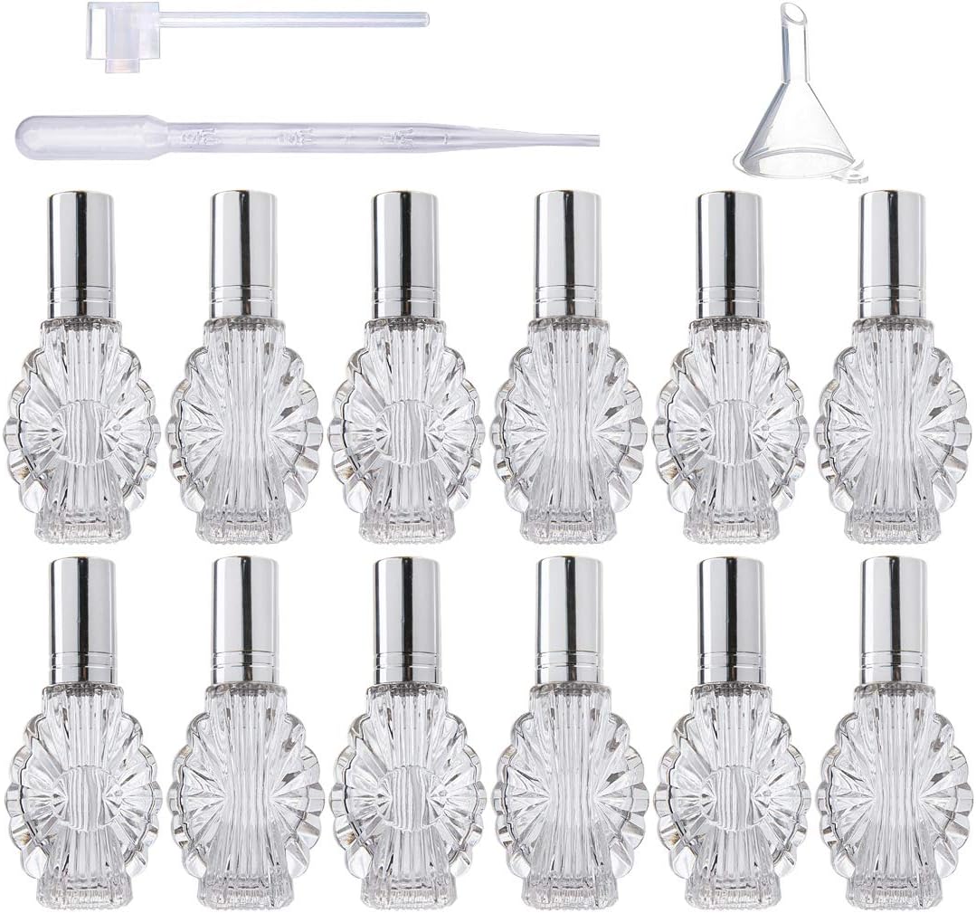 YU FENG 12pc Clear Glass Spray Bottles with Funnels and Pipettes