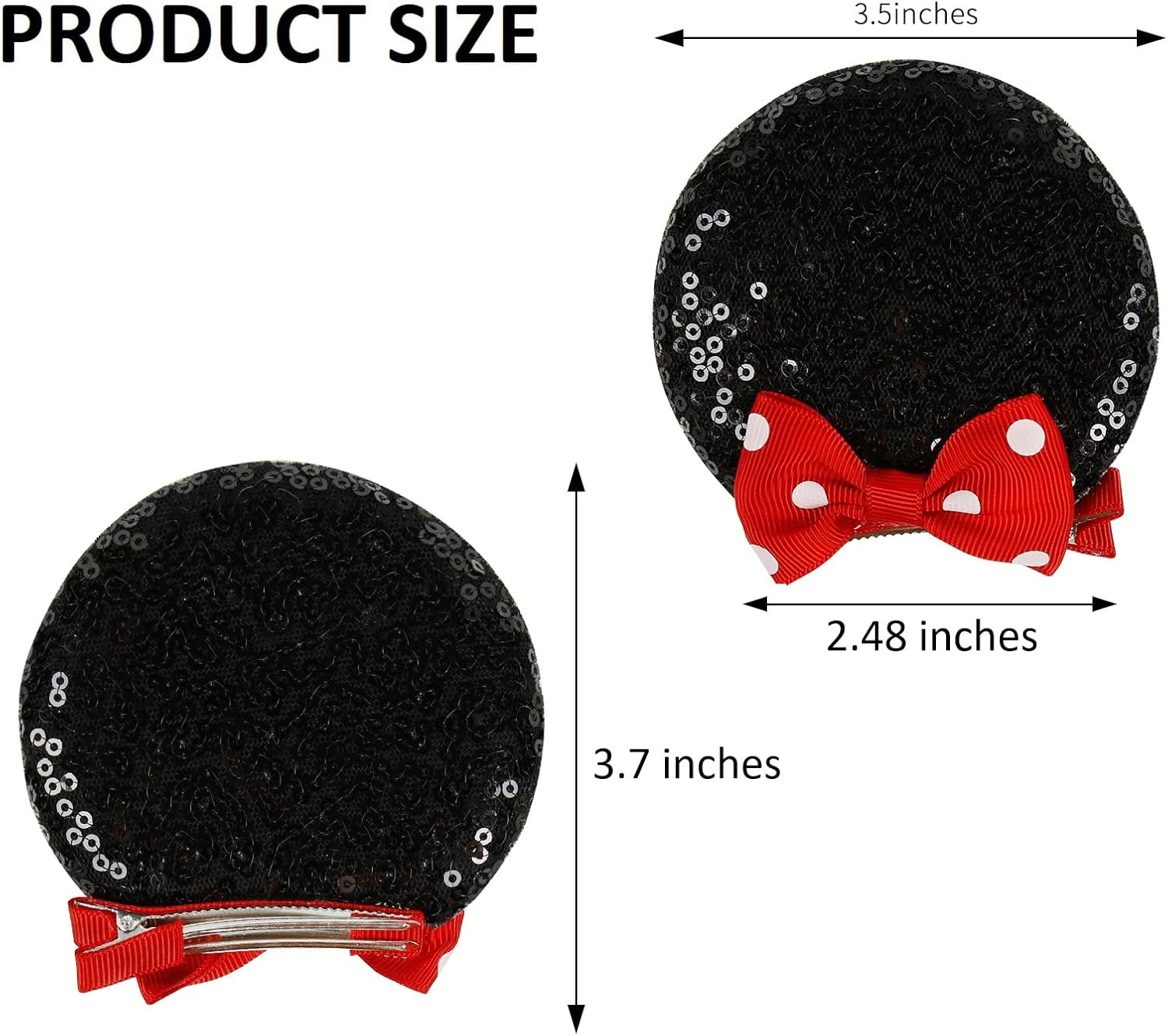Tobeffect Mouse Ears Hair Clips Pack Cute Bow Accessories for Women