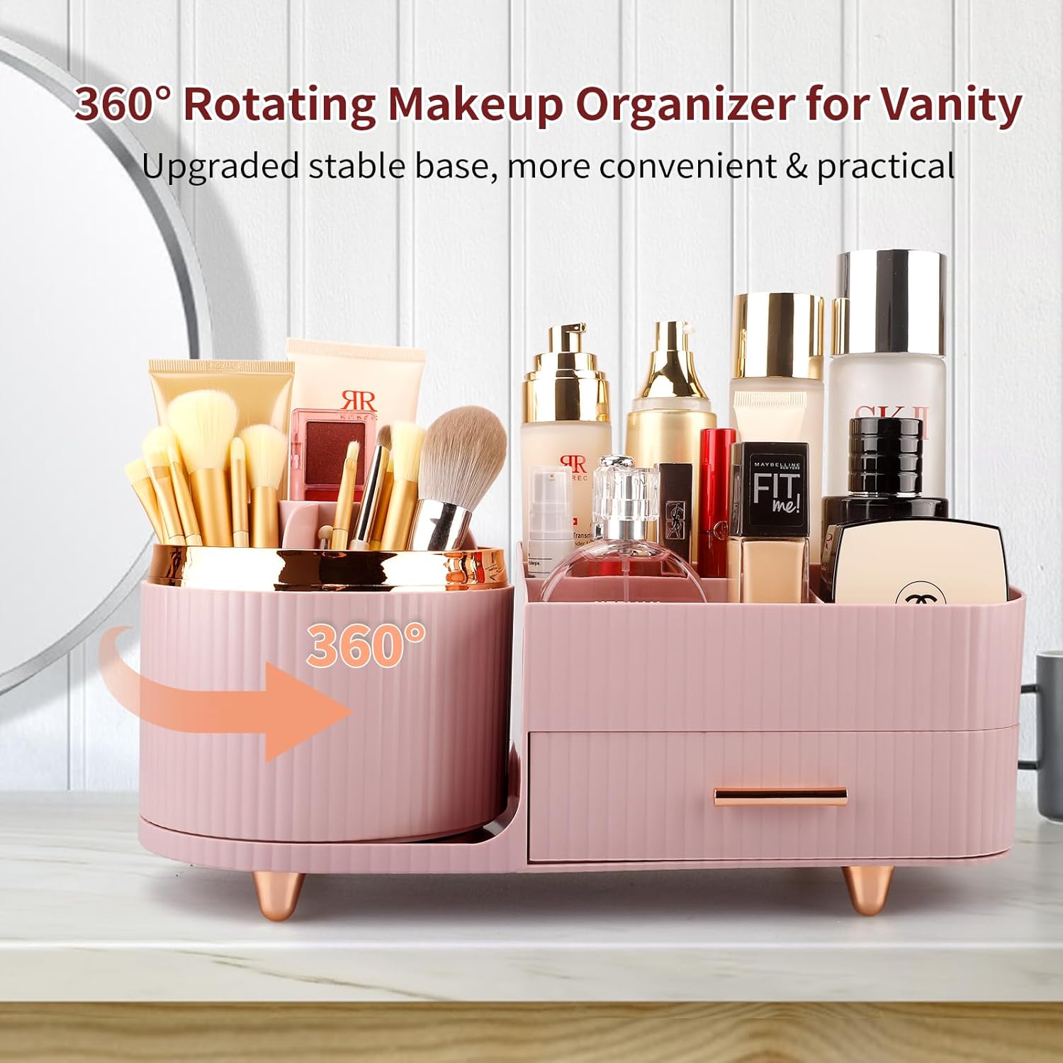 Molutsody Makeup Organizer for Vanity with Drawers
