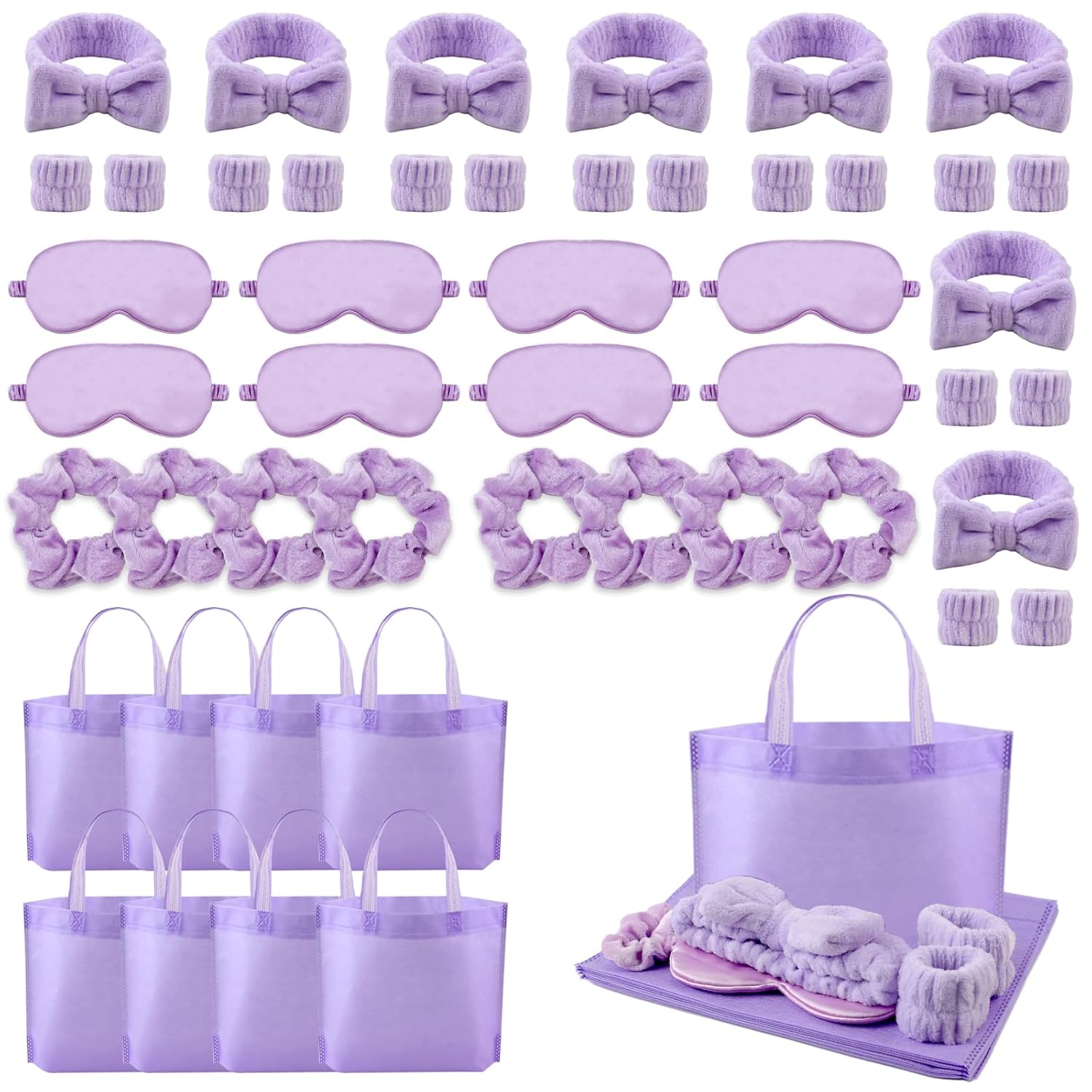 48 Pcs Spa Party Supplies for Girls Headband Wristband Set