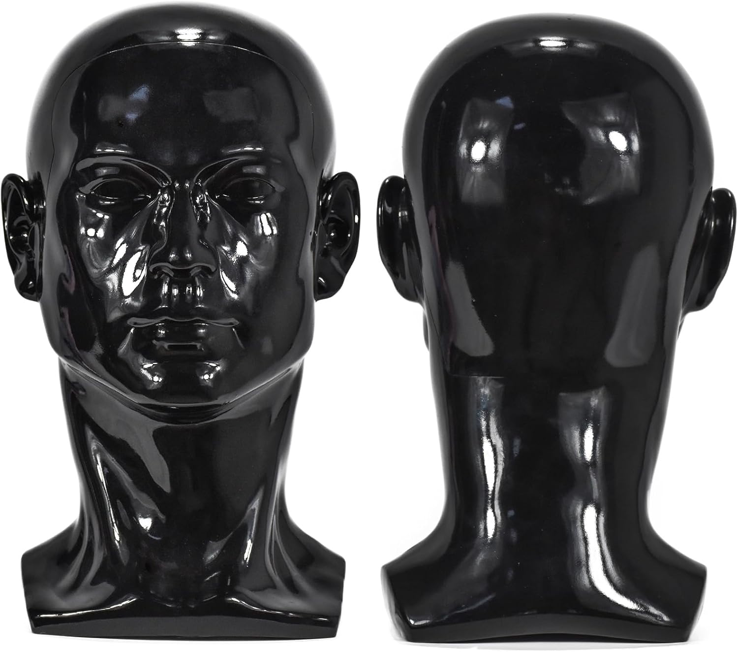 Fnnemg PVC Matte Black Male Mannequin Head Stand