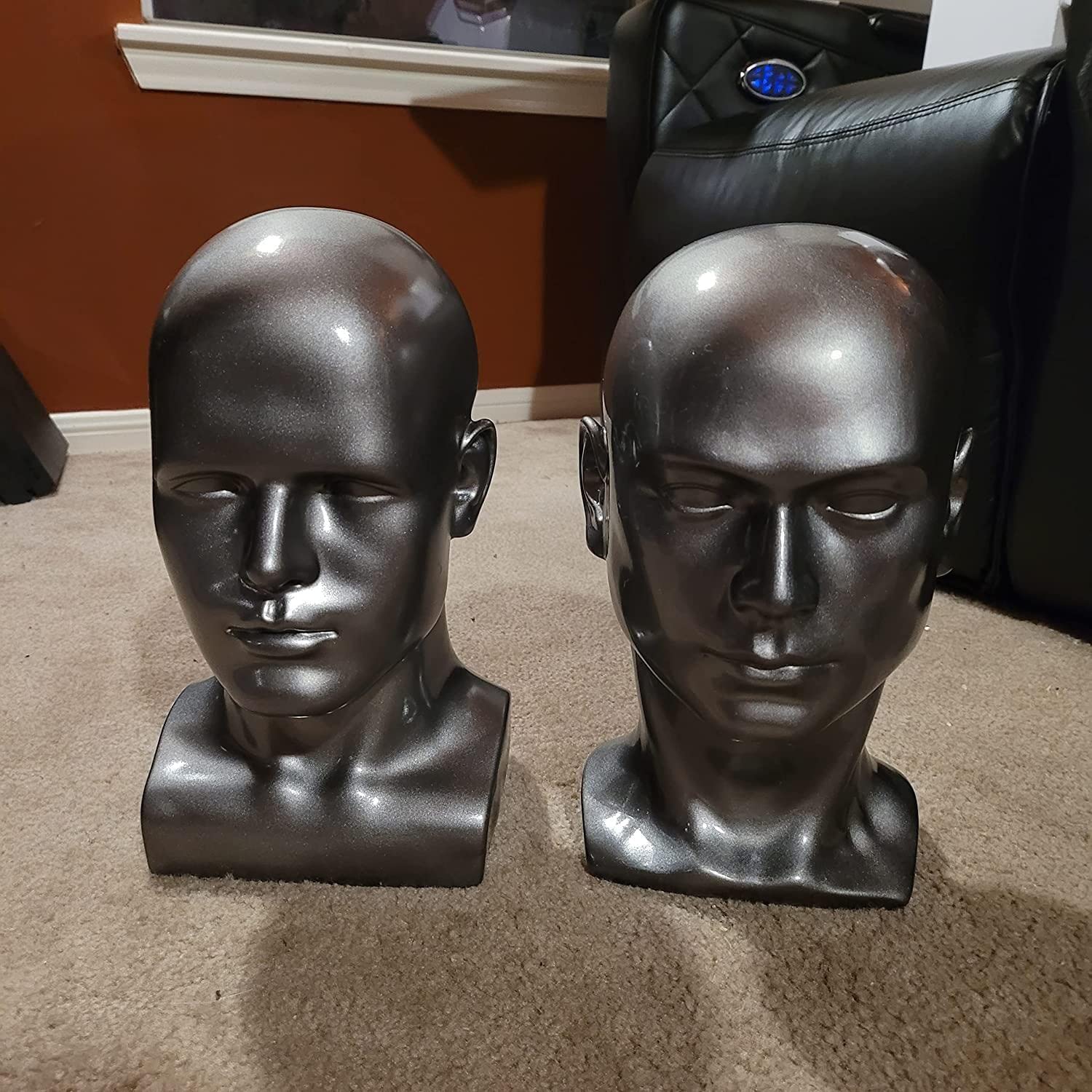 FLWAI Male Mannequin Head with Mount Hole Bright Grey