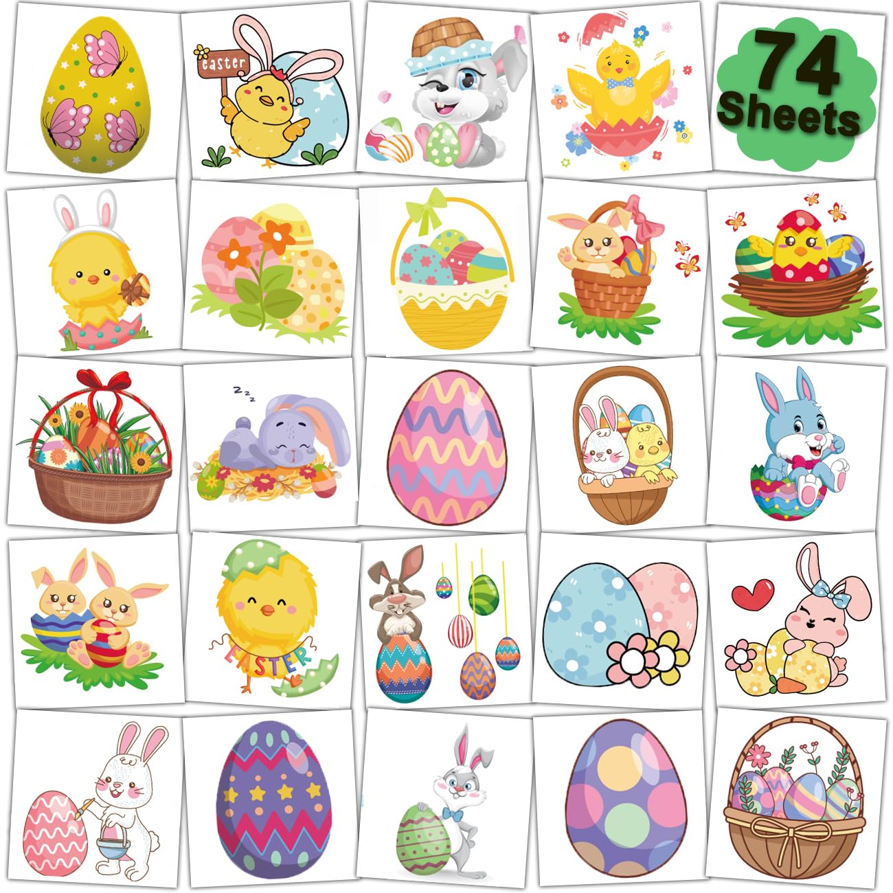 CHARLENT Easter Temporary Tattoos for Kids Party Supplies