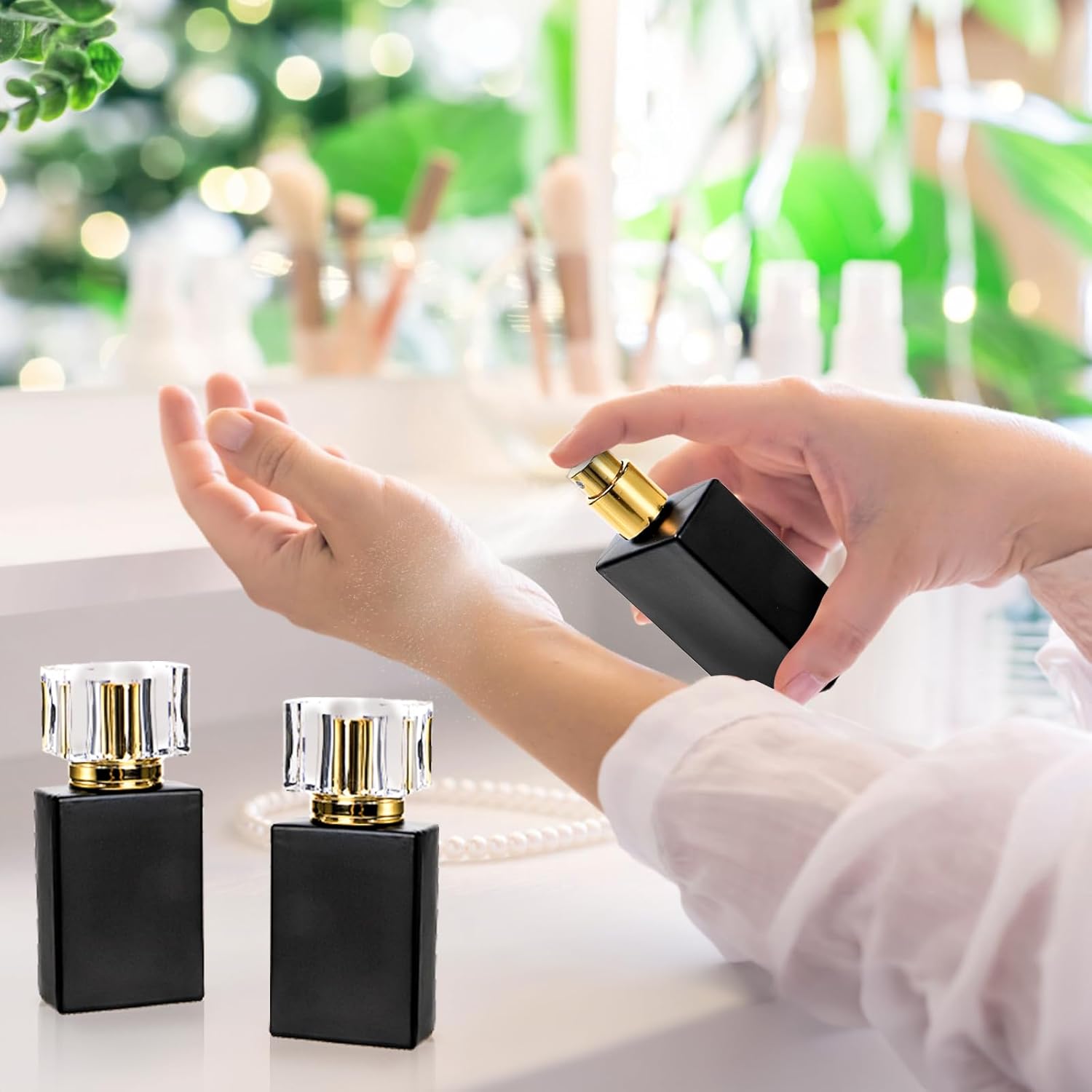 Foraineam 8 Pack Black Refillable Perfume Bottles
