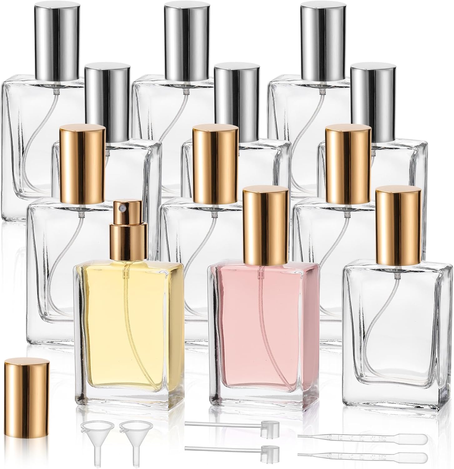 Foraineam 12-Pack Clear Glass Spray Bottles Refillable and Portable