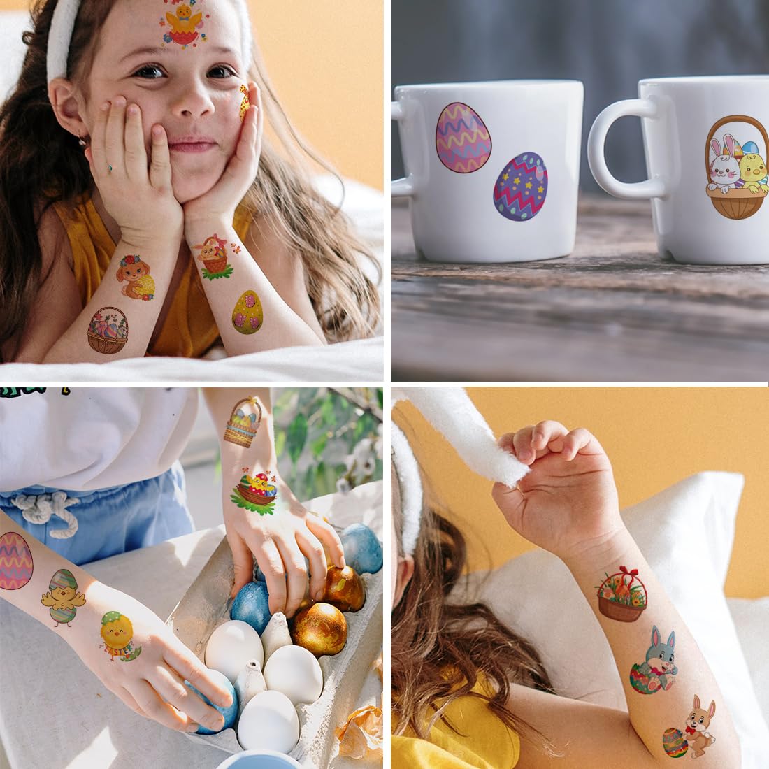 CHARLENT Easter Temporary Tattoos for Kids Party Supplies