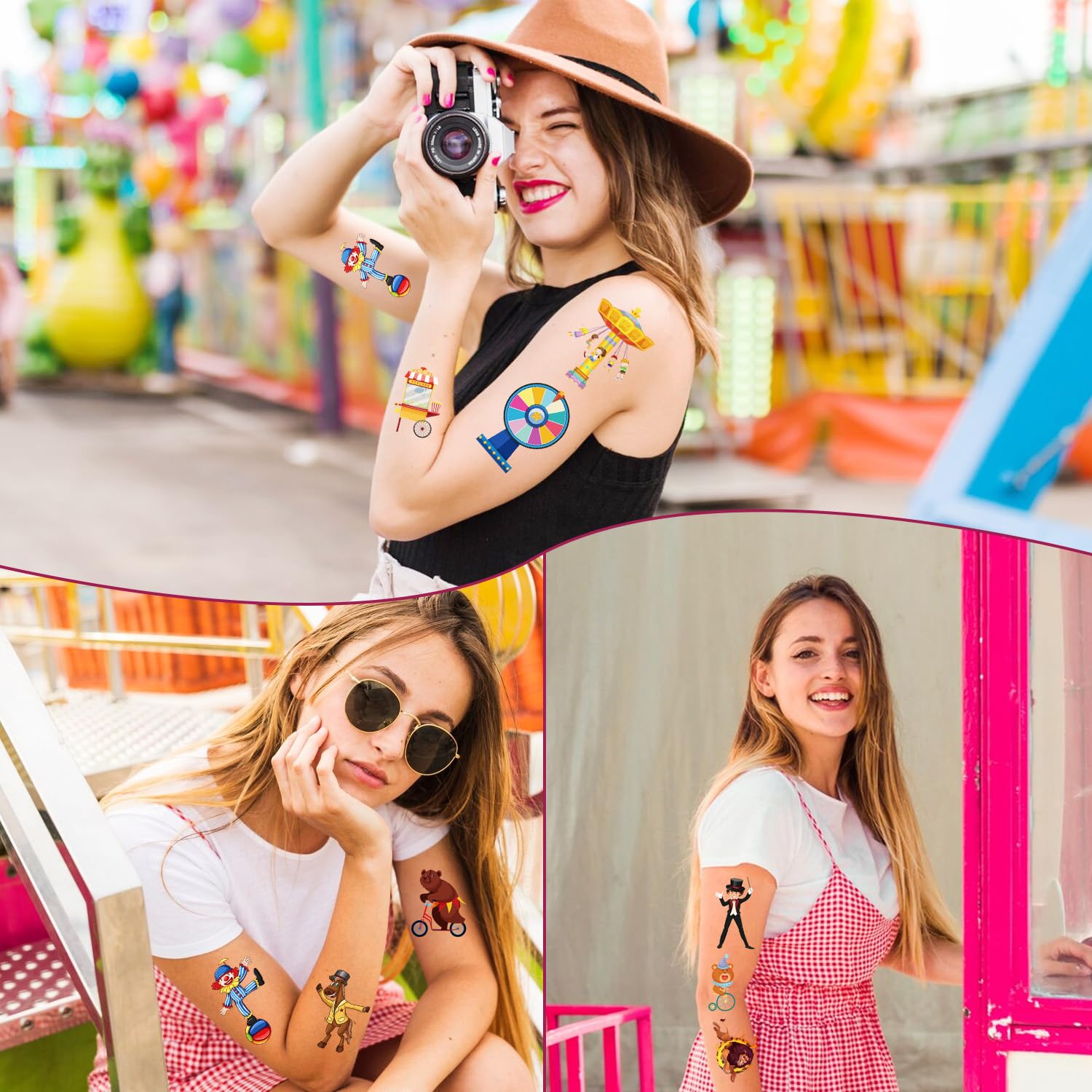 Carnival Circus Temporary Tattoos with 200 Sticker Designs