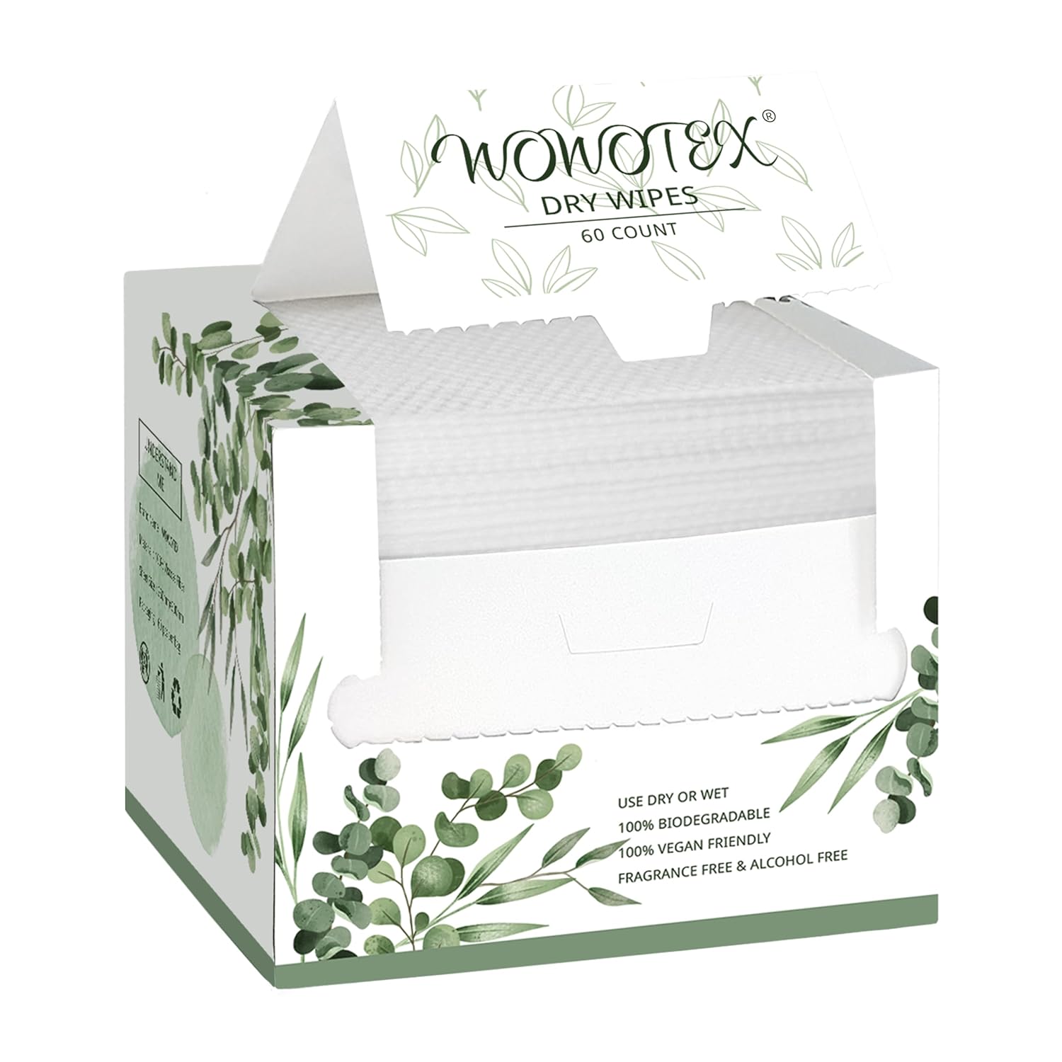 WOWOTEX Biodegradable Face Towel 60 Count Extra Thick