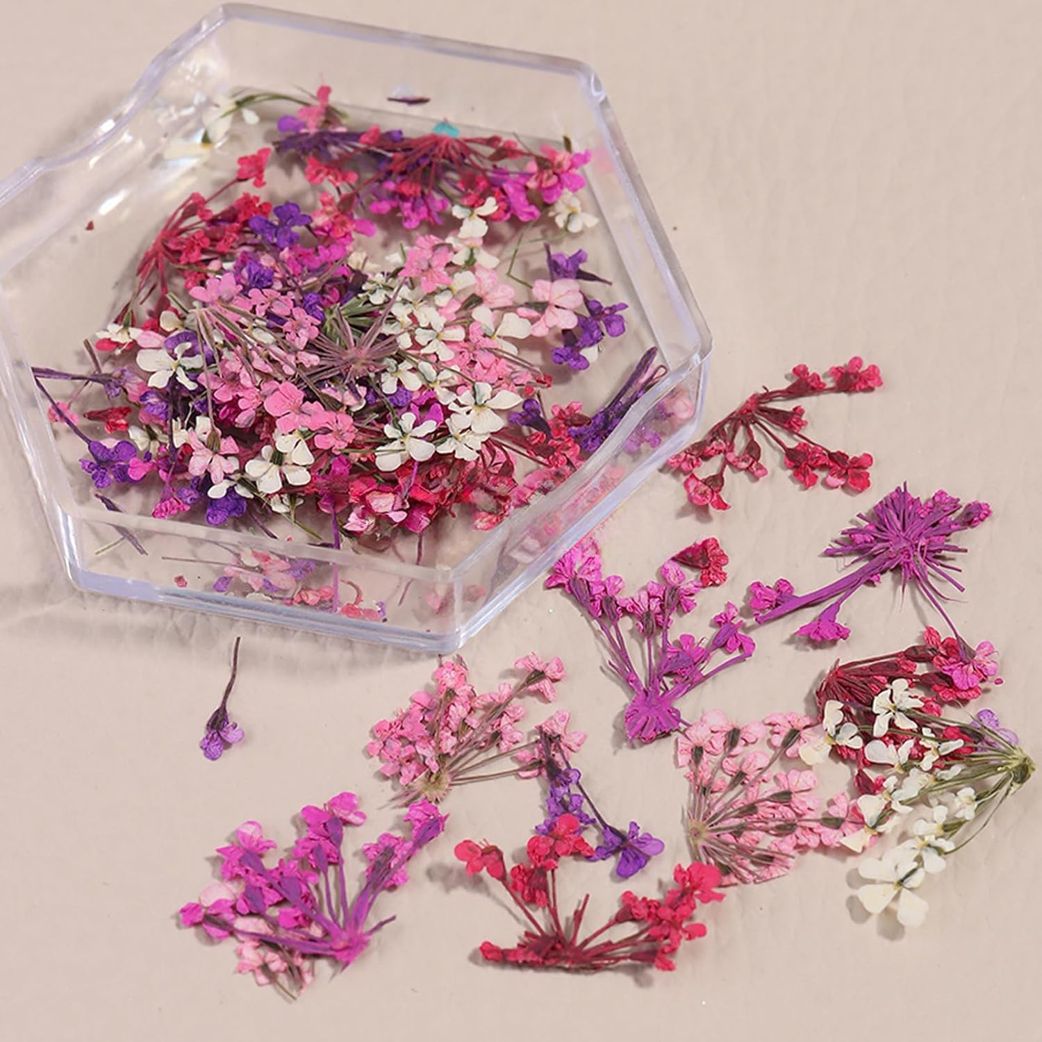 SILPECWEE 4 Boxes 3D Dried Flowers Nail Art Stickers
