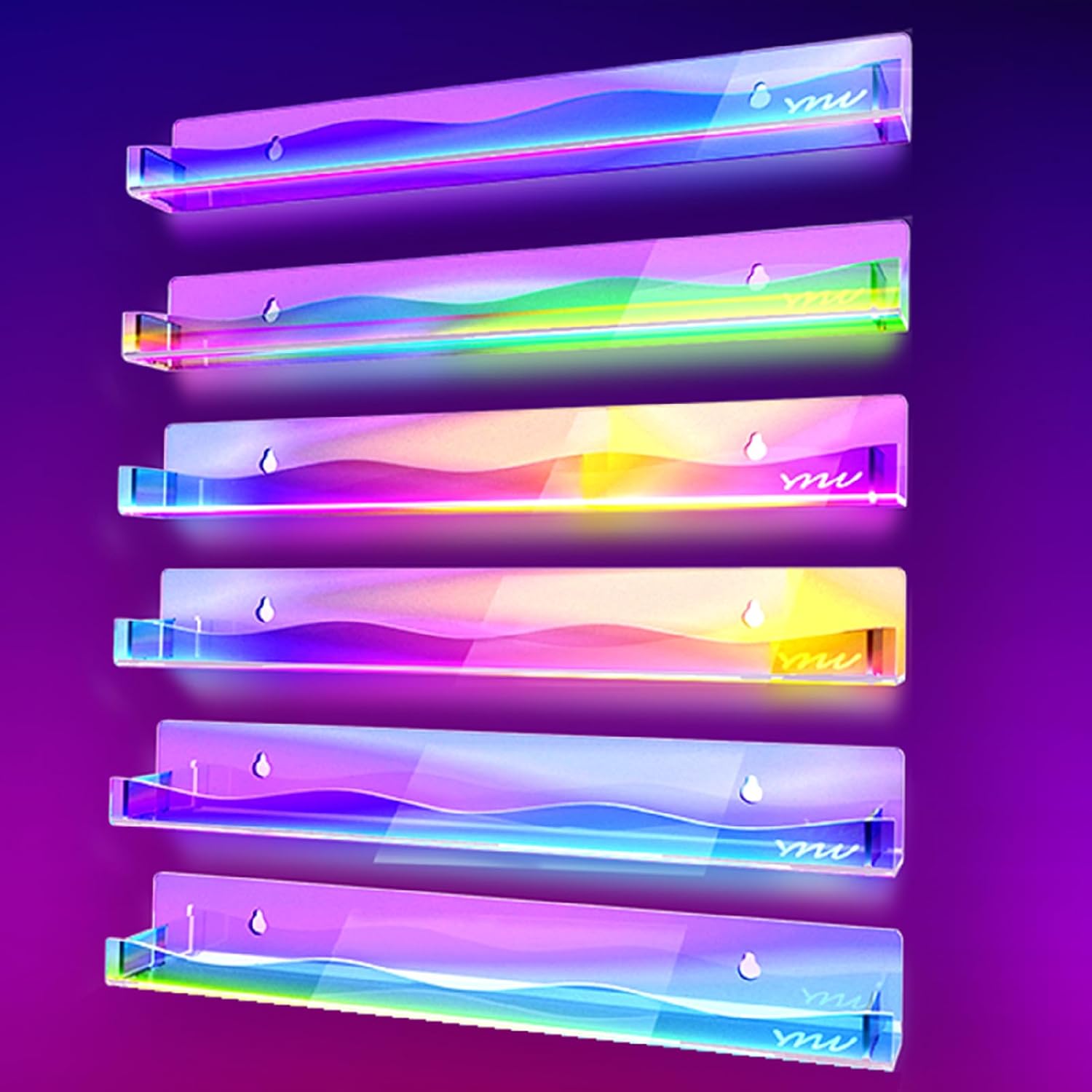 YMVV 15-Inch Wall Mounted Nail Polish Rack6 Pack Clear Rainbow Organizer