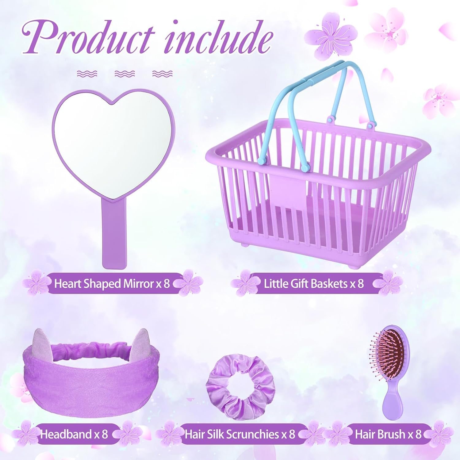 32 Pcs Spa Party Supplies Set with 8 Mirrors and 8 Headbands
