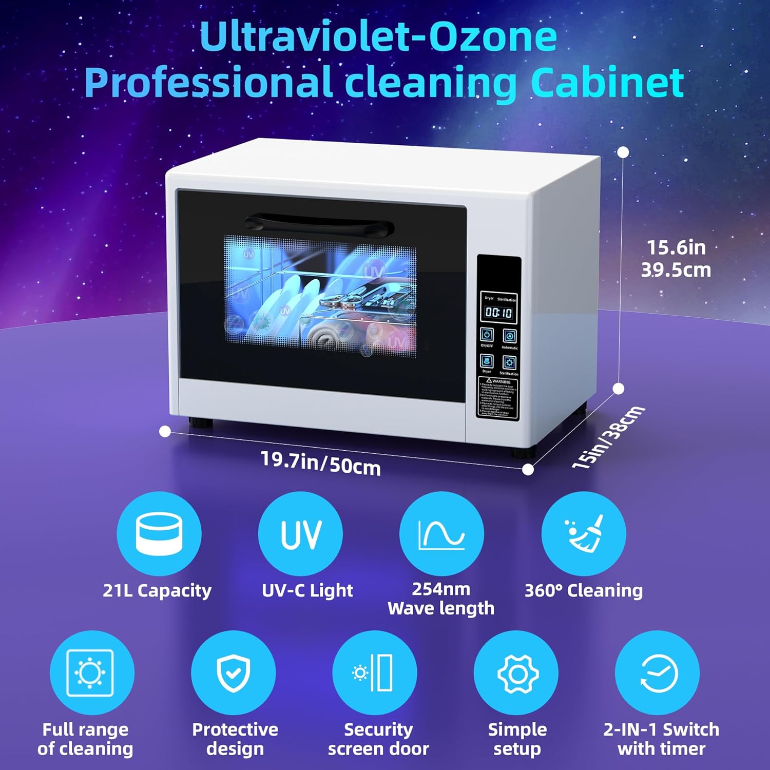 SIXRARI 21L UV Nail Tool Cleaner with Timer