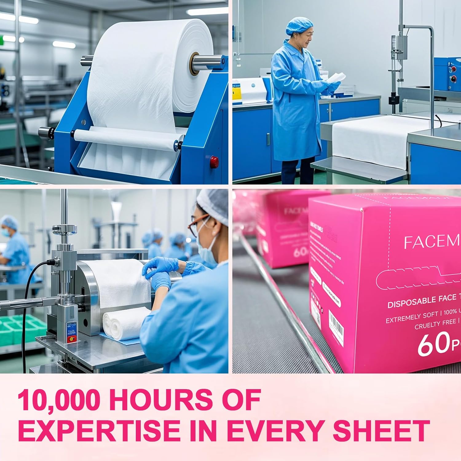 60 Count XXL Disposable Face Towels 12x12