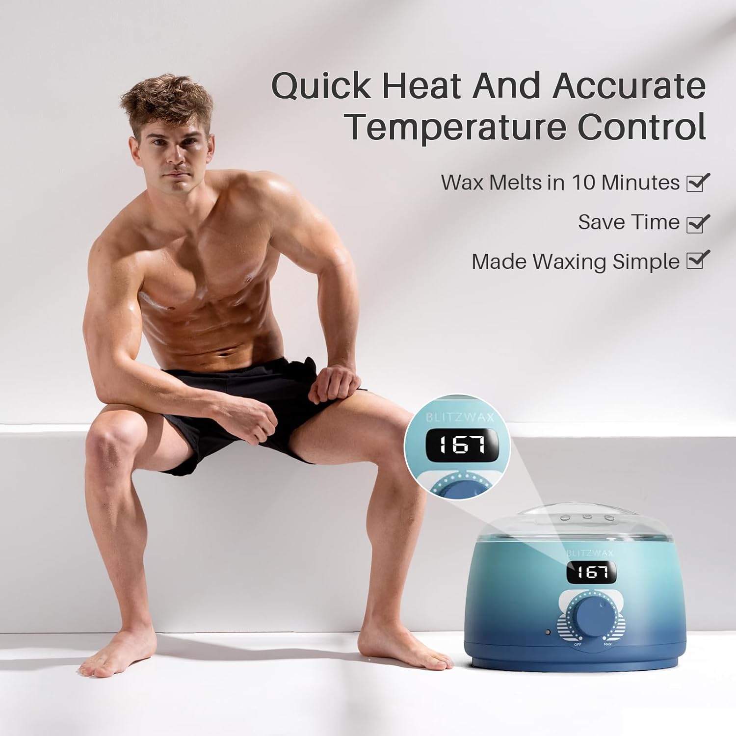 BLITZWAX Back and Nose Waxing Kit for Men with 93 Accessories