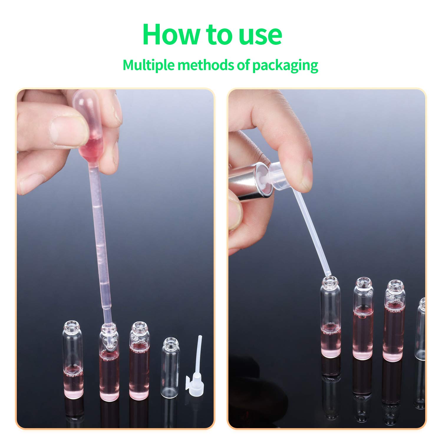 120Pcs 1Ml Mini Glass Sample Vials with Black White Plastic Caps