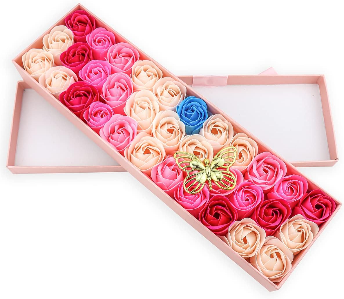 JIALEEY 33 PCS Rose Scented Bath Soap Set with Pink Gift Box