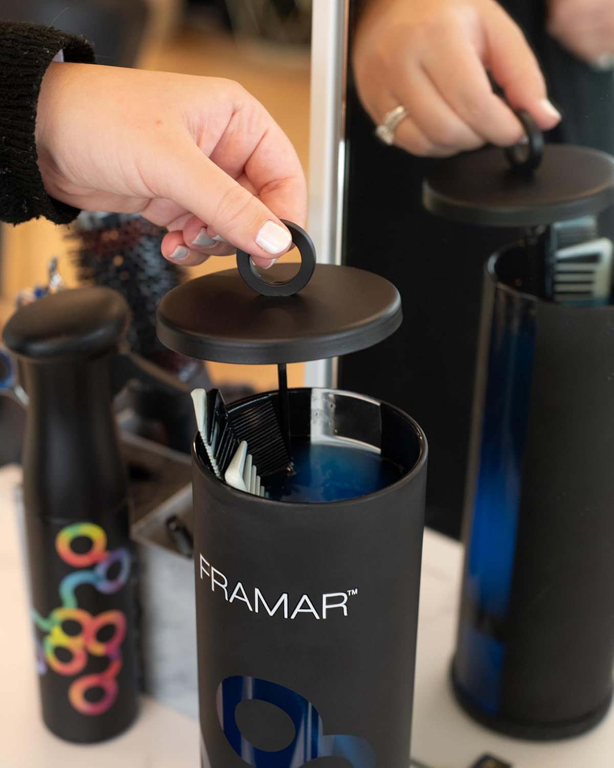 Framar Disinfectant Jar for Salon - Stylish and Durable