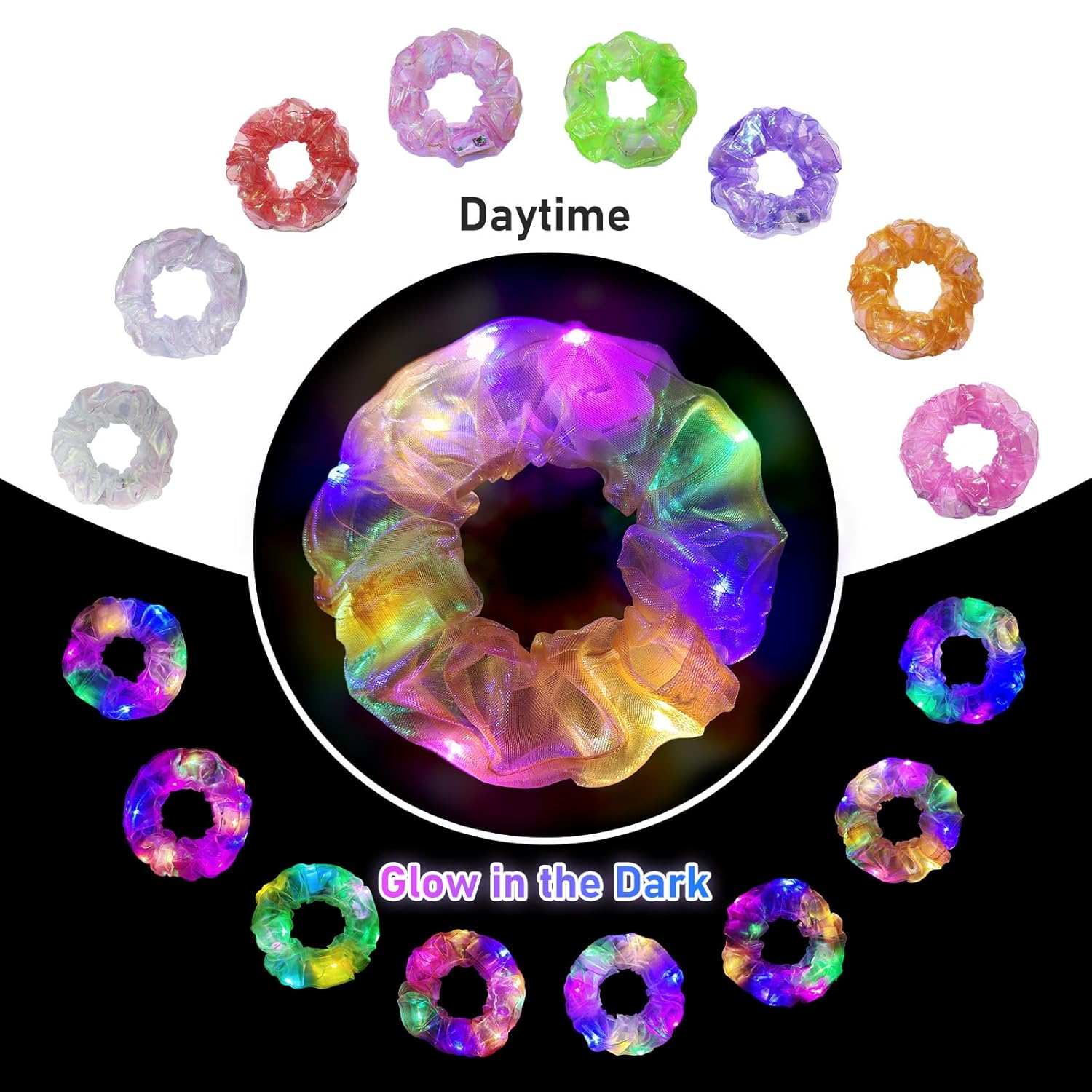 Asawira 8 Pcs Light Up Mermaid Scrunchies for Girls and Women