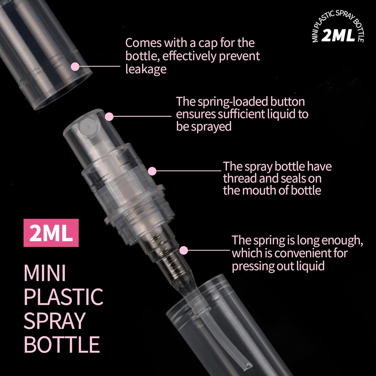 Fandamei 10 Pack Mini Spray Bottles 2ml Clear Plastic