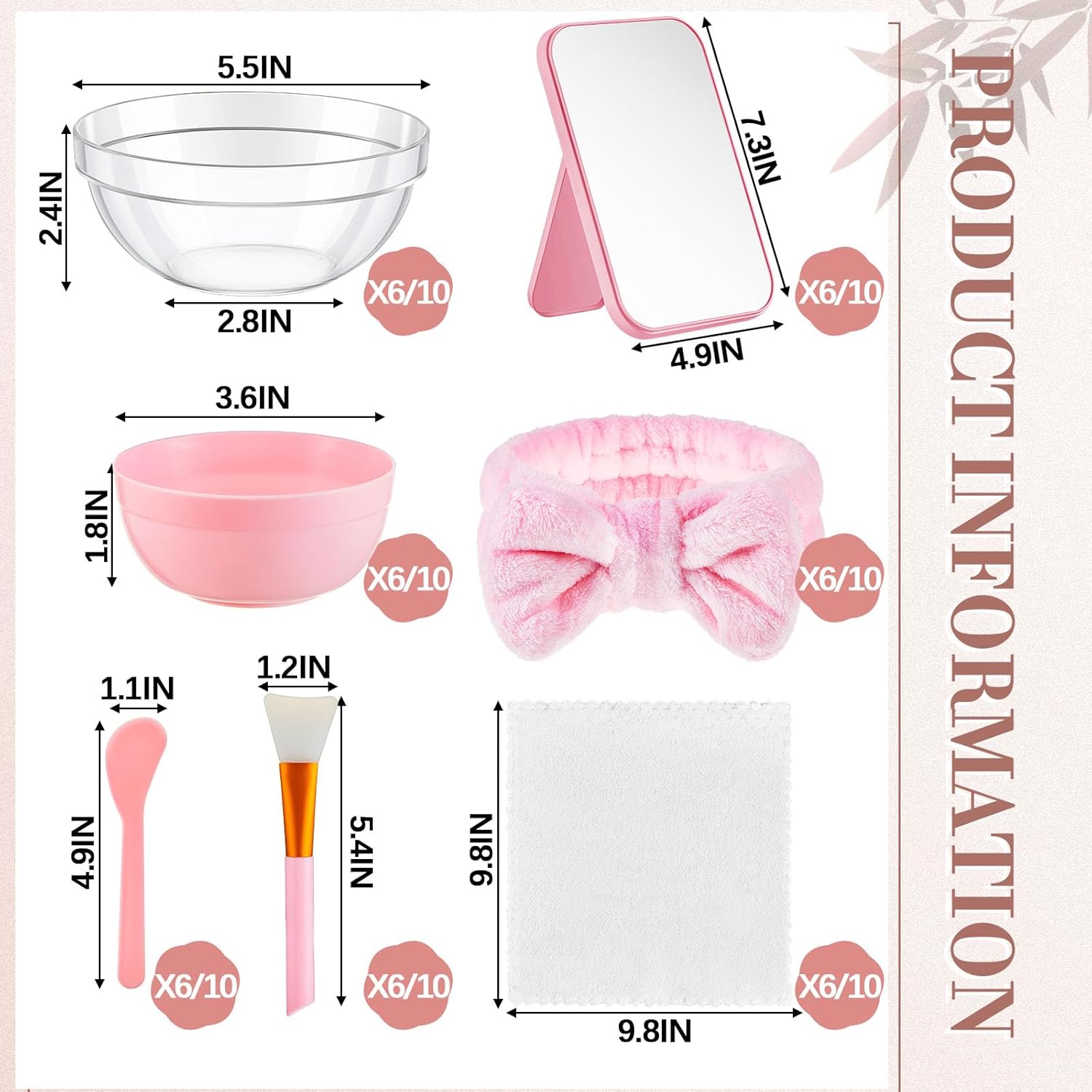 6 Piece Pink Spa Party Kit for Women
