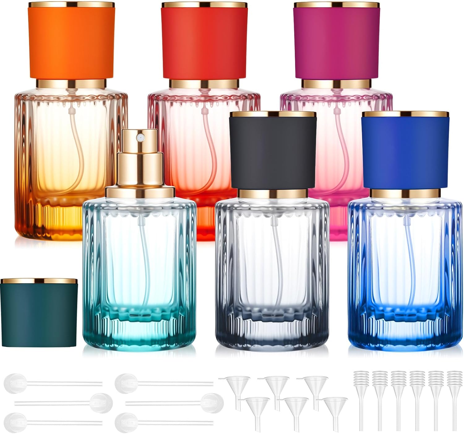 6 Pcs 30 ml Refillable Glass Cologne Bottles Set