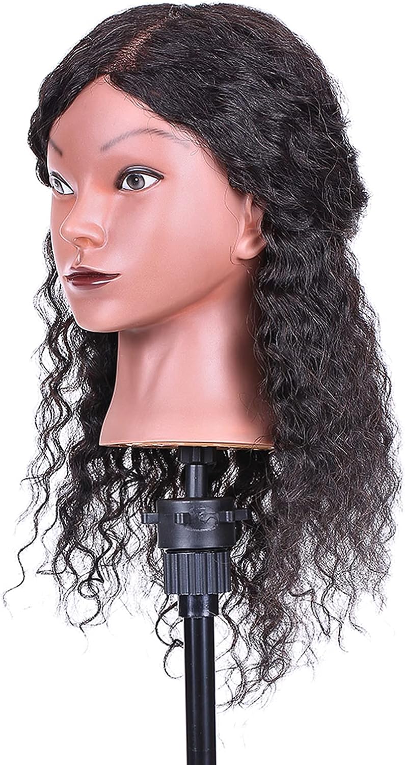 Real Hair Mannequin Head with Free Clamp for Styling Practice