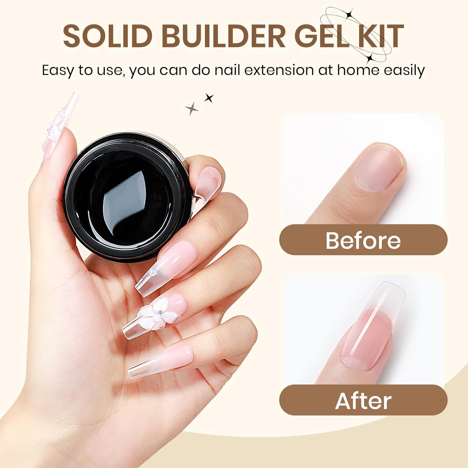 SUPWEE 3D Nail Gel Art 2PCS Clear Builder Gel for Nails