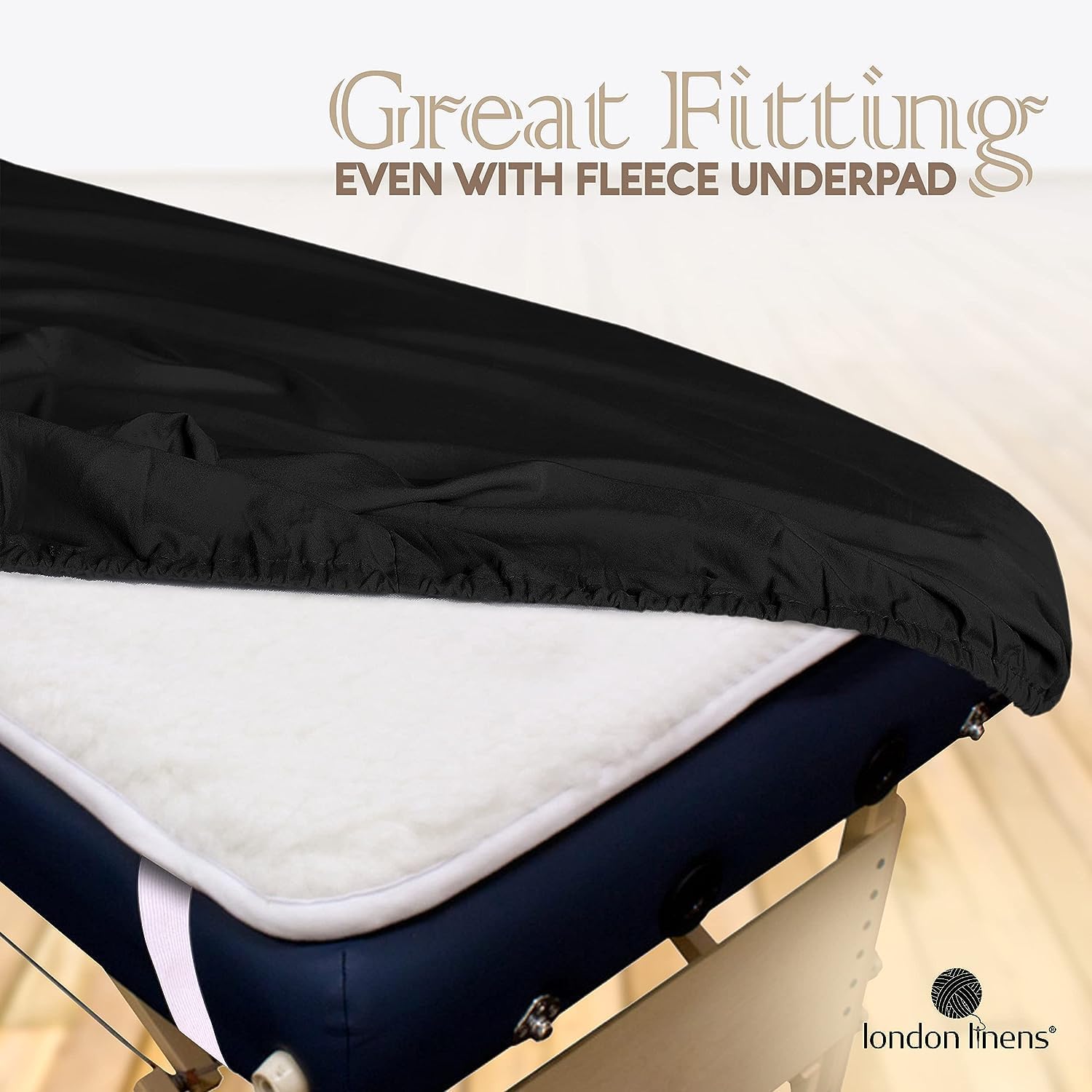LONDON LINENS Pack of 2 Massage Table Sheets 3 Piece Set - Black
