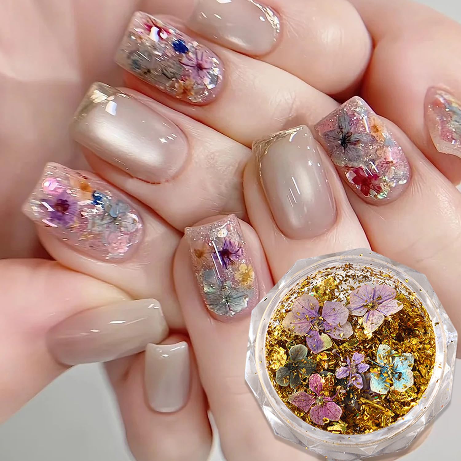 Dried Flower Nail Art Sticker - 3D Resin DIY Decor