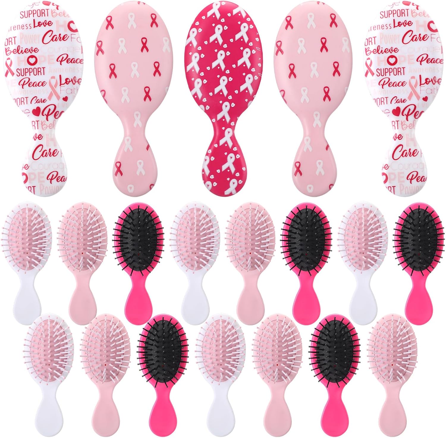 24 Piece Breast Cancer Awareness Gift Set with Pink Ribbon Hairbrush