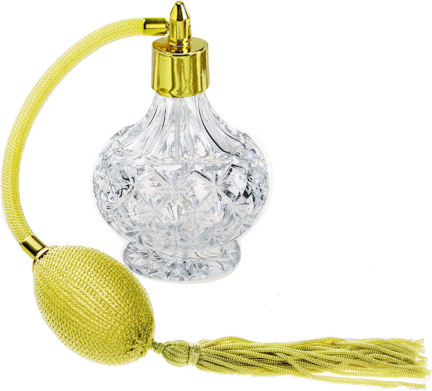 HD Charming Clear Checked Carved Glass Perfume Bottle with Spray Atomizer