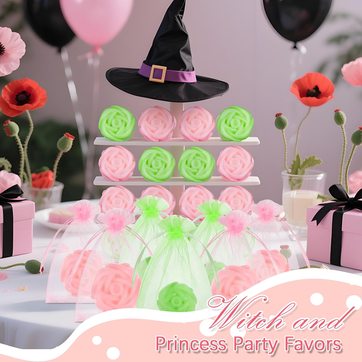 Leelosp 24pcs Witch Themed Rose Mini Soaps