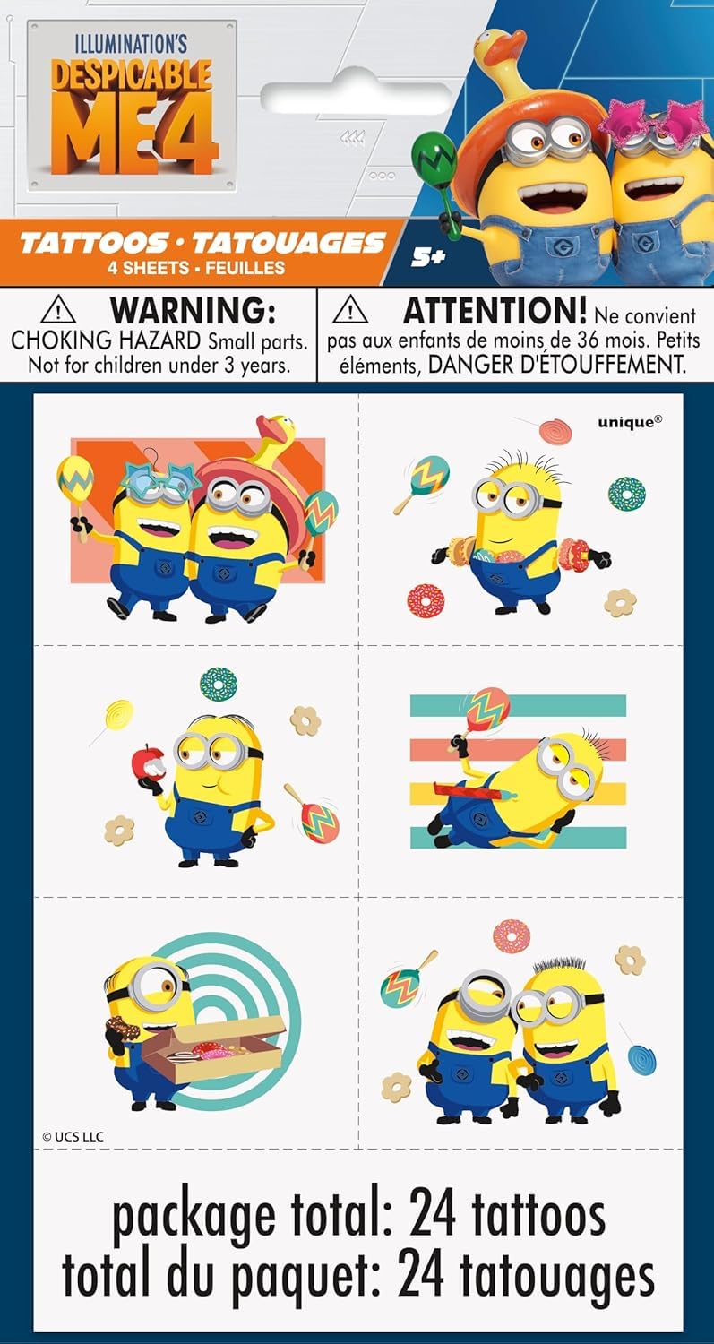Multicolor Despicable Me Temporary Tattoos 24 Count