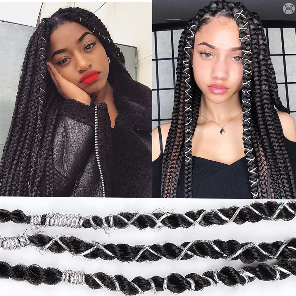 Gold Sliver Dreadlock Braids Hair Accessories 2 Pieces
